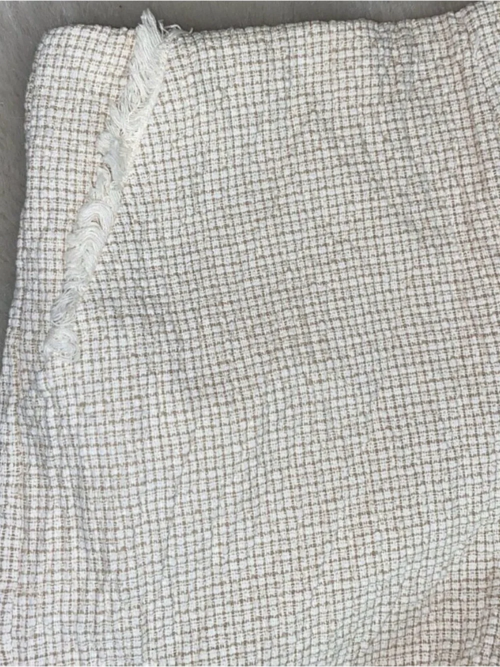 Lined Cream Tweed Shorts with Frayed J.O.A. Hem Size S